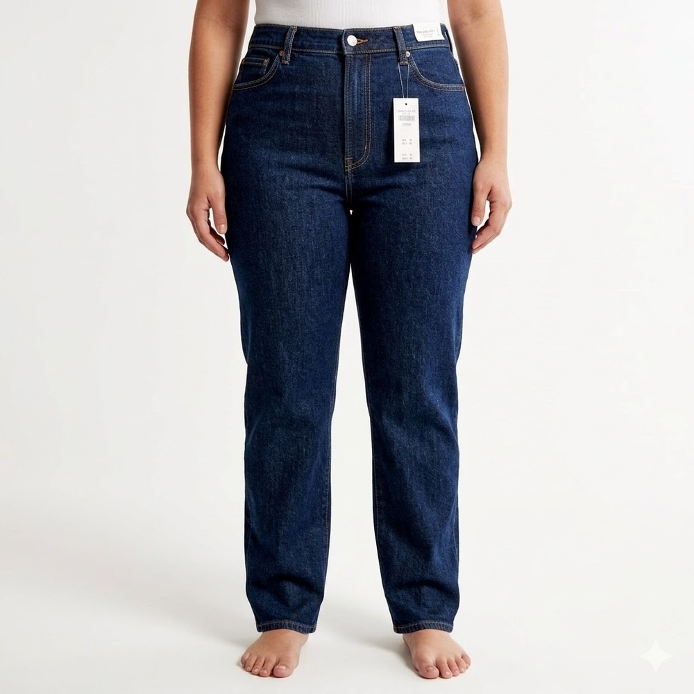 Abercrombie & Fitch Ultra High Rise 90s Straight Leg Jeans Size 33/16L Blue NWT